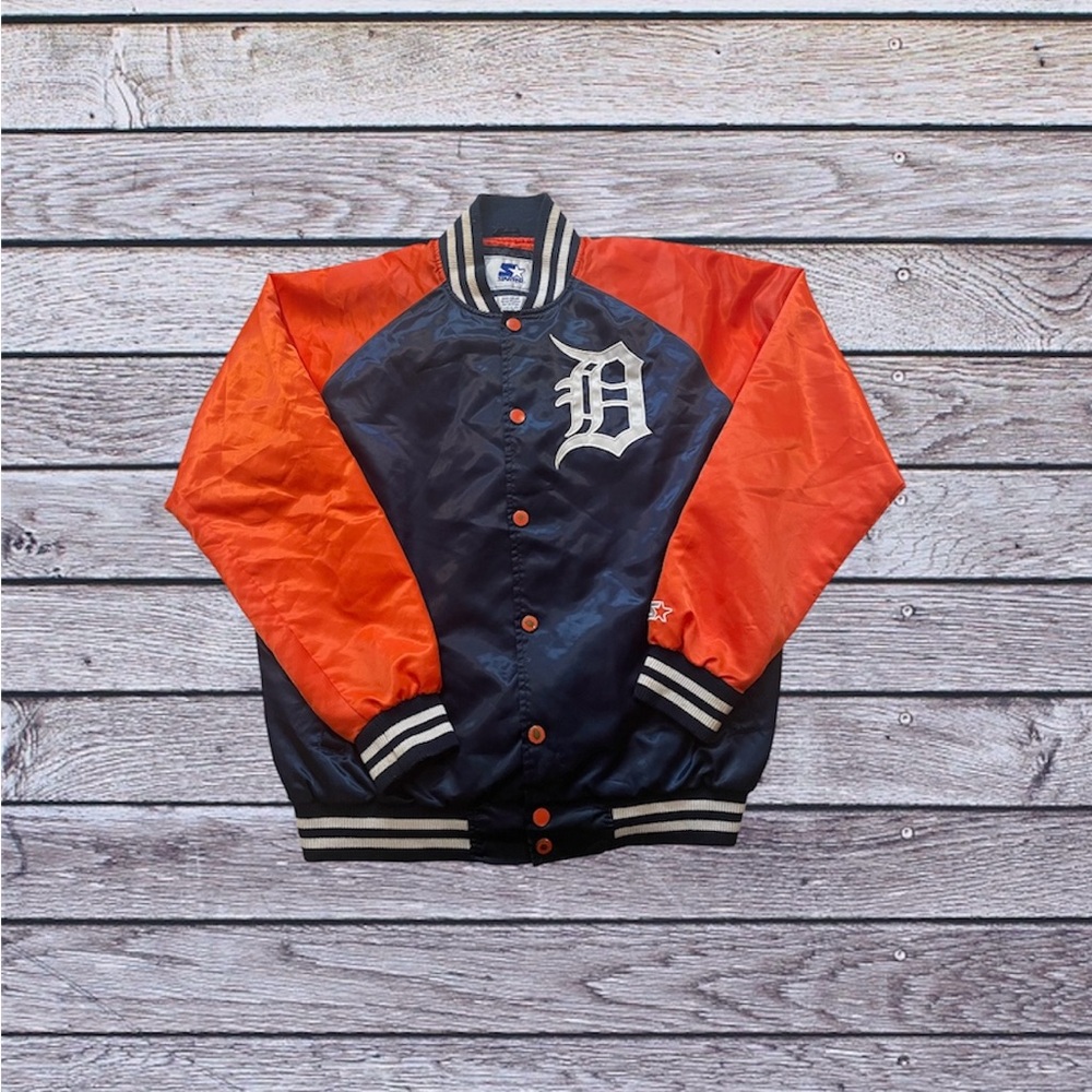STARTER vintage Detroit tigers satin baseball varsity jacket sz xl